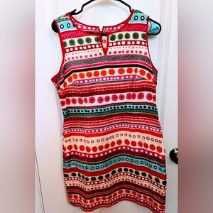 Talbots shift sleeveless dress w/pockets pink orange kelly navy red white sz 8P